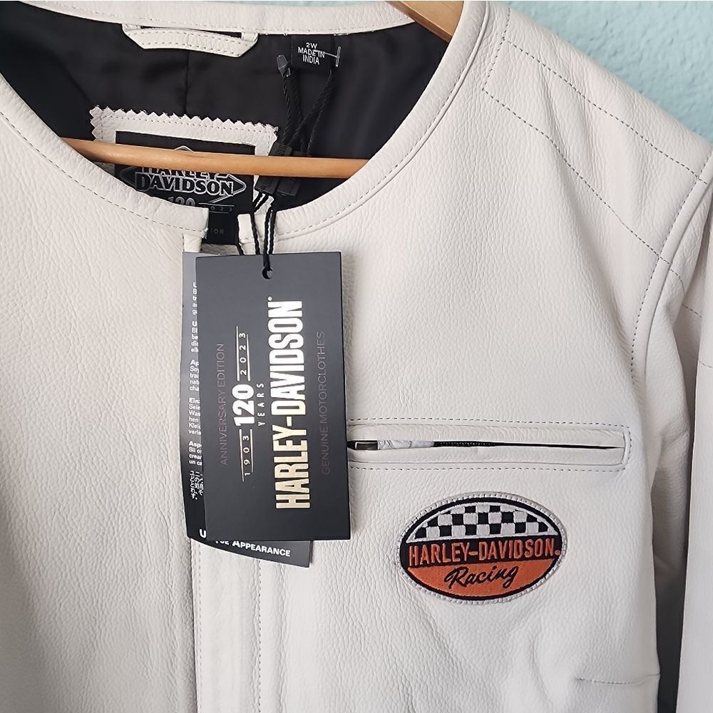 Harley Davidson Jacket WOMEN'S 120TH ANNIVERSARY CAFE RACER 100% LEATHER JACKET - Picture 9 of 16